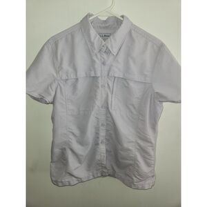 LL Bean Womens L Pale Purple Lavender Short Sleeve Button Down Outdoor Top